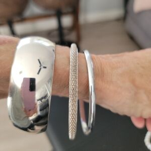 Silver Bangle Bracelet Set